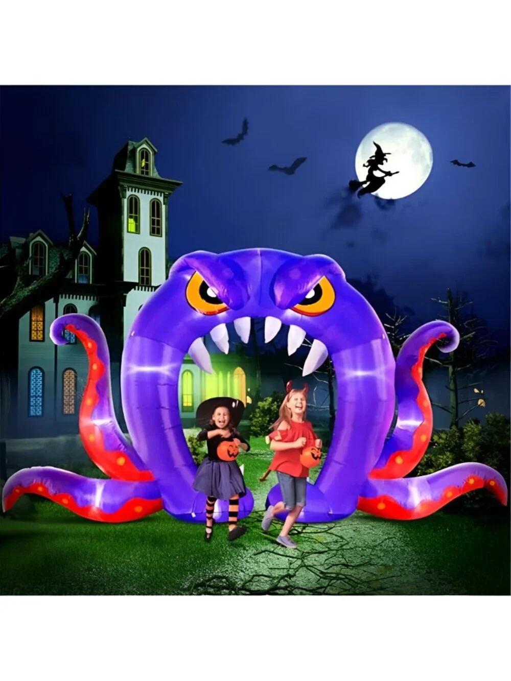 Halloween Inflatable Blow Up Decorations, 16FT Long 8FT Tall Purple Monster